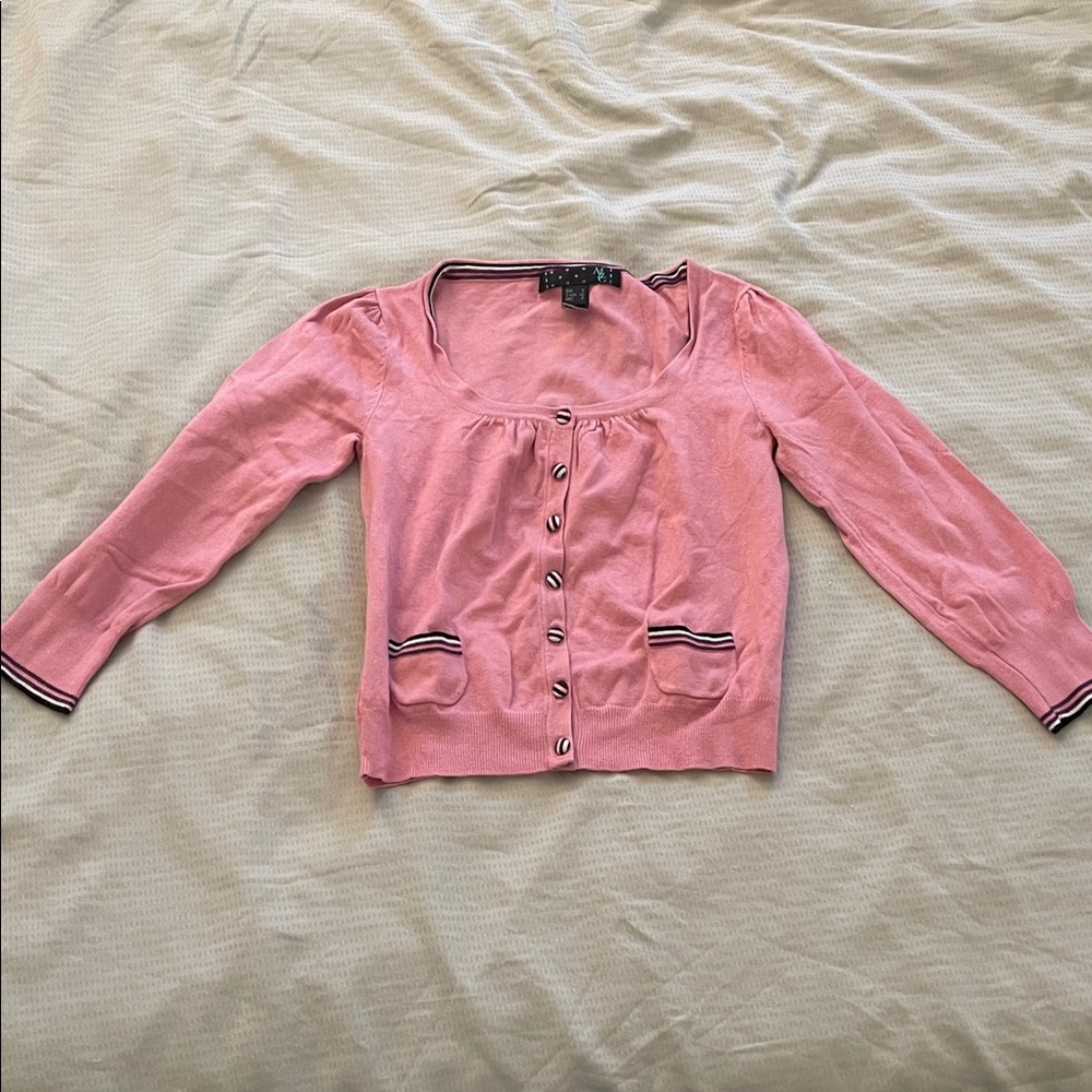 Mango Pink Button-Up Cardigan